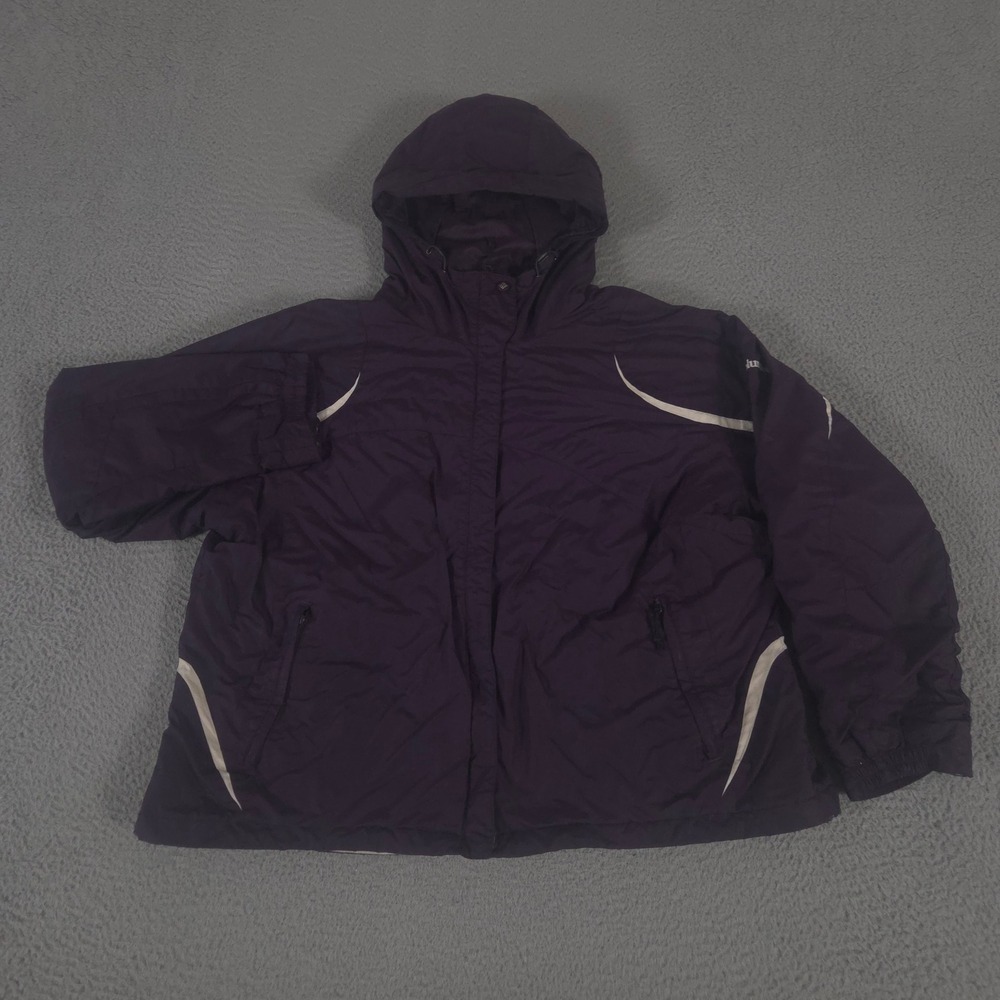 Columbia Jacket Womens 2X Purple Powder Swirl Nylon Hooded Full Zip Coat